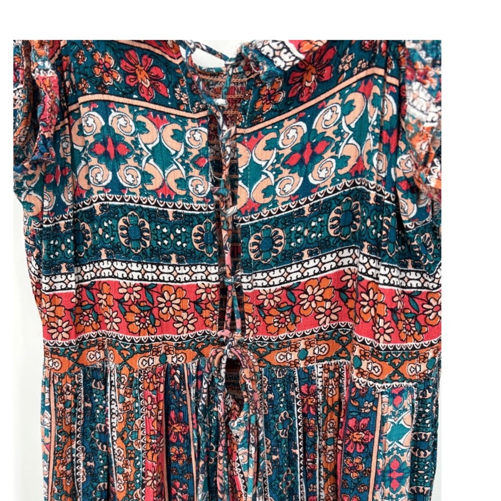 Angie Multicolor Boho Mini Dress with Ruffle Hem - Picture 5 of 7